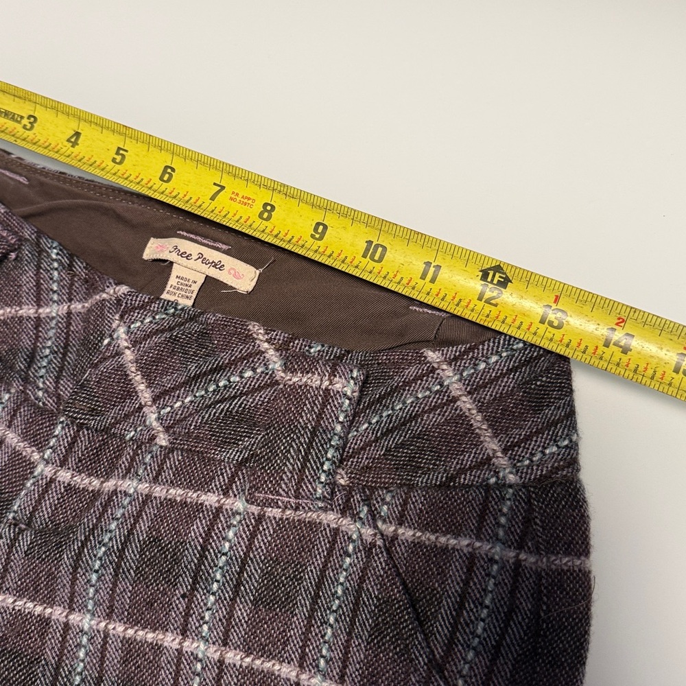 Free People Women’s Mauve Wool Blend Plaid Trousers Size 0 - Picture 11 of 13